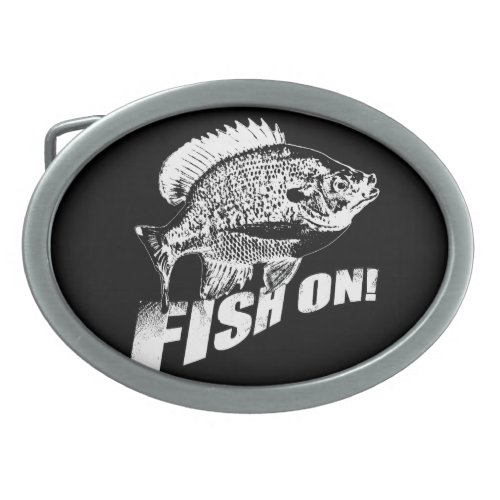 Bluegill fish on black oval belt buckle