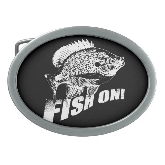 Bluegill fish black oval belt buckle Zazzle