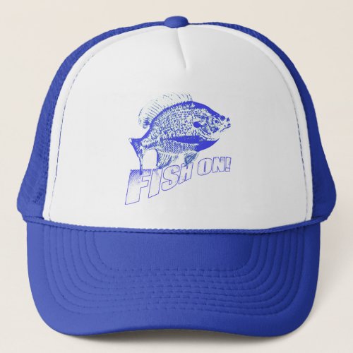 Bluegill fish on blue trucker hat
