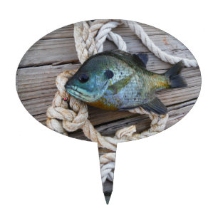Bluegill fish on dock and rope cake topper