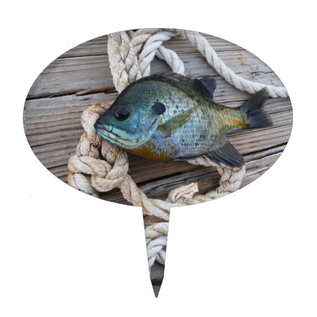 Bluegill fish on dock and rope cake topper (Front)