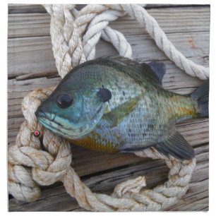 Bluegill fish on dock and rope napkin