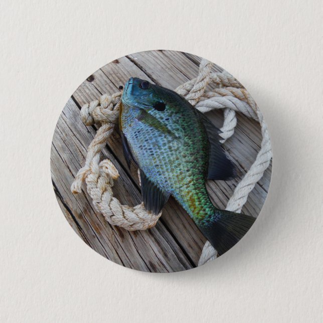 bluegill on dock pinback button (Front)