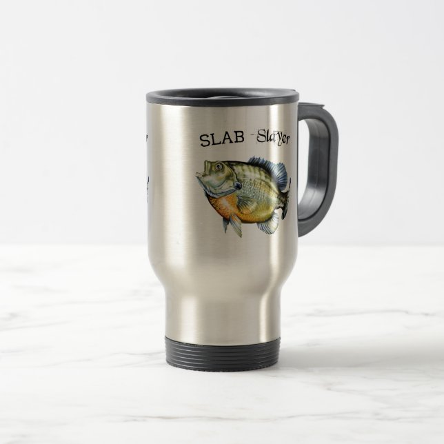 Bluegill Sunfish Slab Slayer Travel Mug (Front Right)