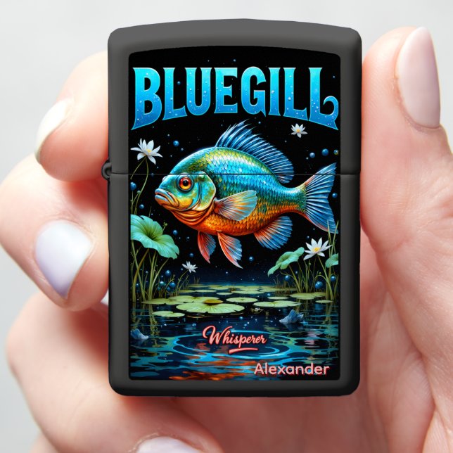 Bluegill Whisperer Personalized Fishing Angler Gif Zippo Lighter (In Hand)