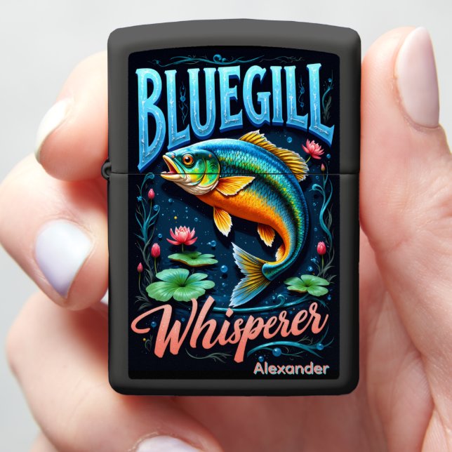 Bluegill Whisperer Personalized Panfish Accessory Zippo Lighter (In Hand)