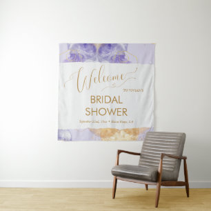 BlueGolden Lake Watercolor Bridal Shower Welcome Tapestry