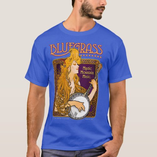 Bluegrass Alphonse Mucha Inspired Banjo Girl T_Shirt
