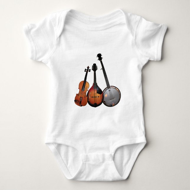 Bluegrass Band Cartoon Baby Bodysuit (Front)