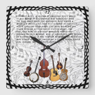BLUEGRASS BAND SQUARE WALL CLOCK