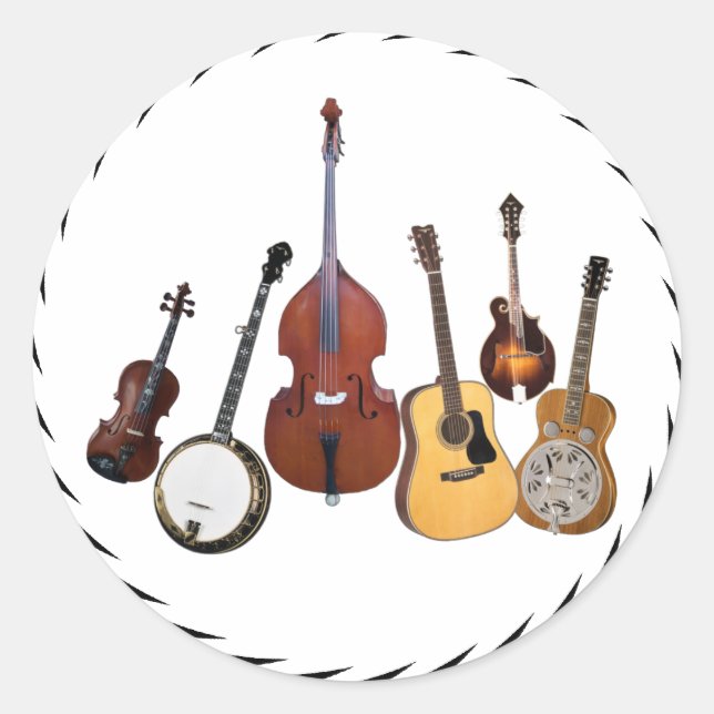 BLUEGRASS BAND -STICKER CLASSIC ROUND STICKER (Front)