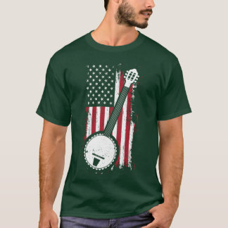 Bluegrass Banjo American US Flag Musician Gift vin T-Shirt