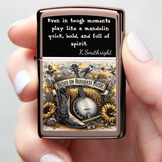 Bluegrass Banjo Design - Personalized & Durable Zippo Lighter (In Hand)