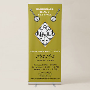 Bluegrass Banjo Music Festival Retractable Banner