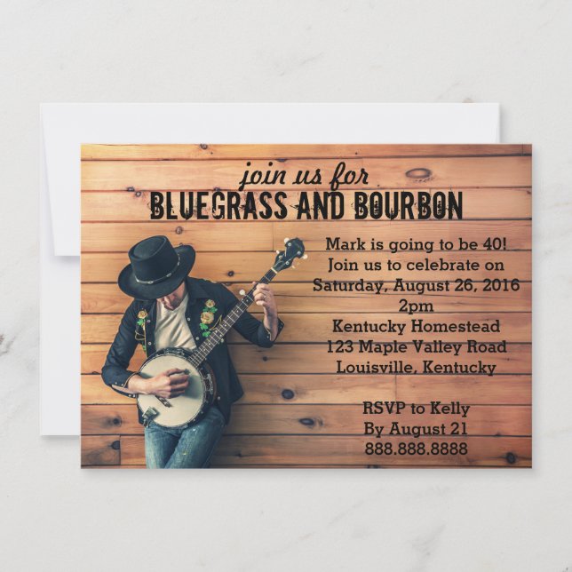 Bluegrass Birthday Party Invitation (Front)