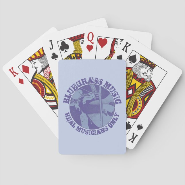 Bluegrass Music Real Musicians Only Blue Players Poker Cards (Back)
