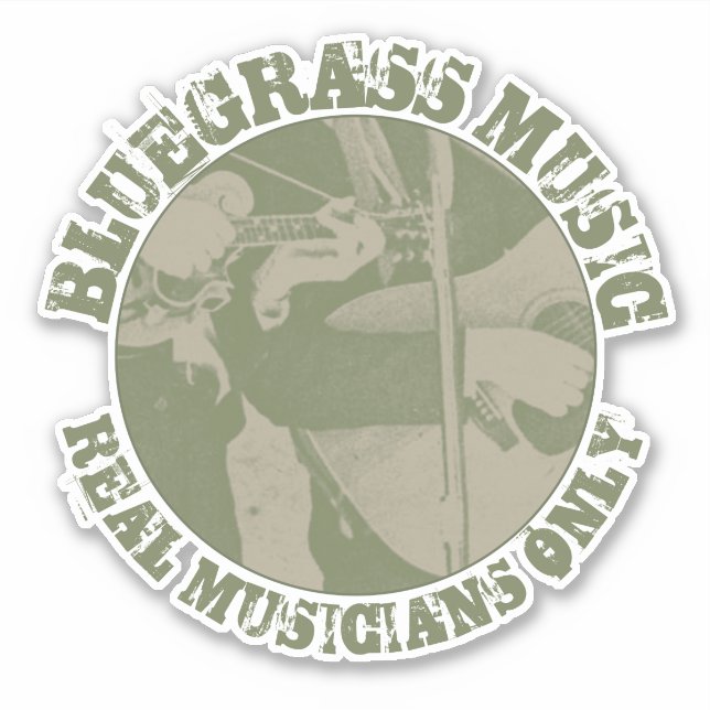 Bluegrass Music Real Musicians Only Green Players Sticker (Front)