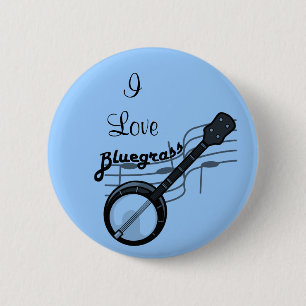 Bluegrass music with banjo pinback button