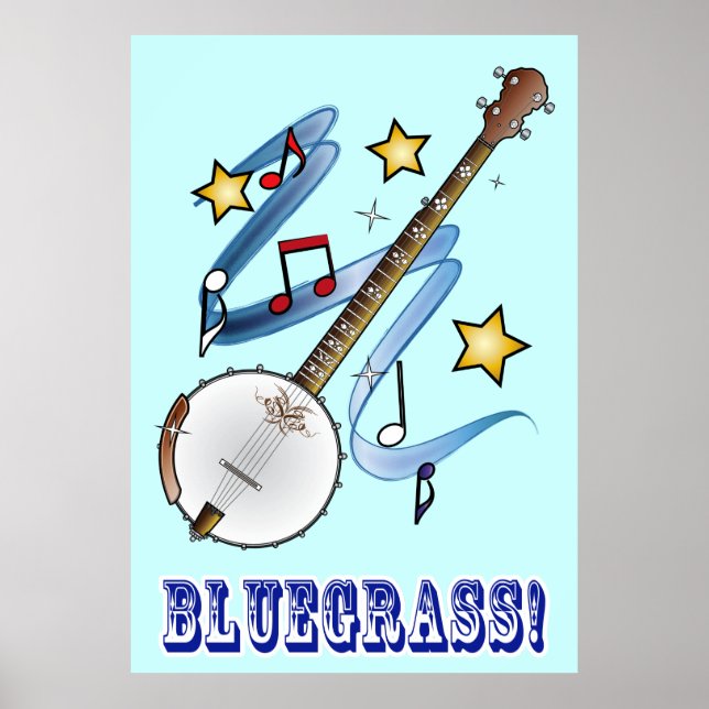 Bluegrass Music with Banjo Poster (Front)