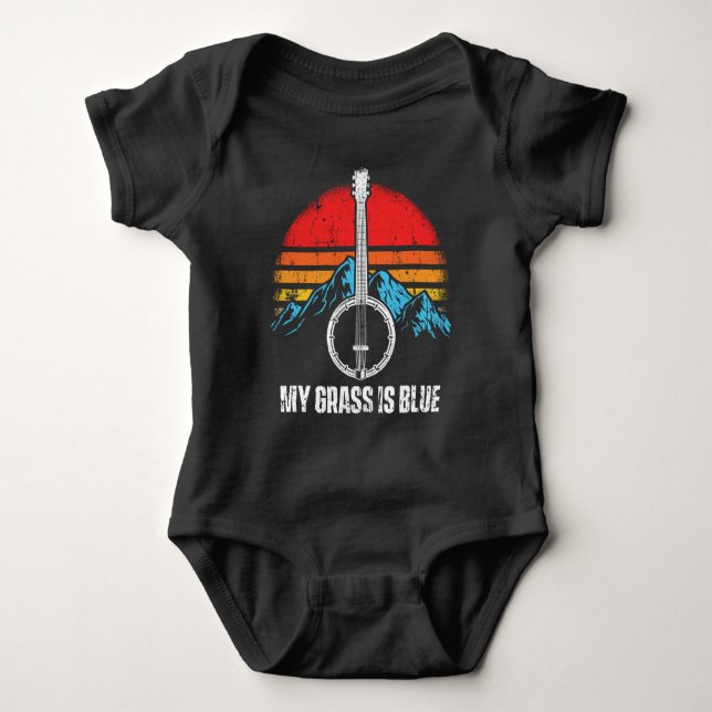 Bluegrass Musician Banjo Player Music Mountains Baby Bodysuit (Front)