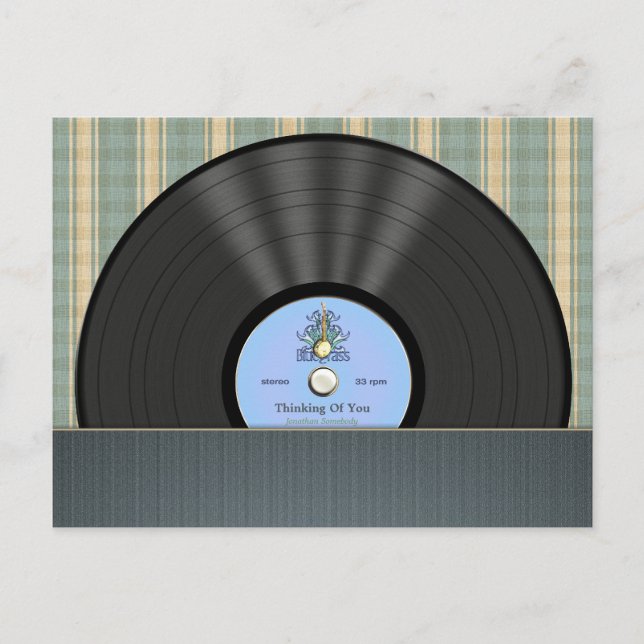 Bluegrass Vinyl Record Personalized Postcards (Front)
