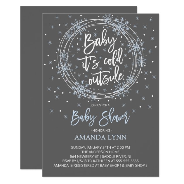 BlueGray Baby It's Cold Outside Baby Shower Invitation