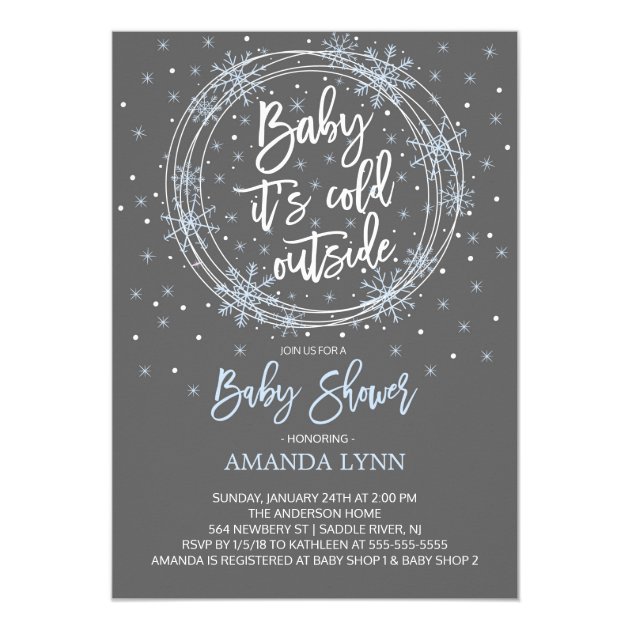 BlueGray Baby It's Cold Outside Baby Shower Invitation