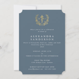 BlueGray/Gold Doctor of Osteopathic Medicine Grad Invitation