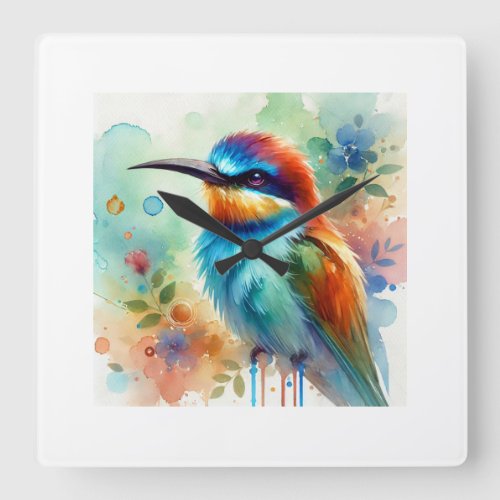 Blueheaded Beeeater 200624AREF225 _ Watercolor Square Wall Clock