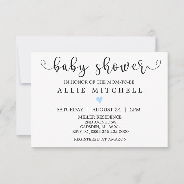 BlueHeart Baby Shower Invitation (Front)