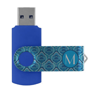 Blueish - Feathered Paisley Flash Drive