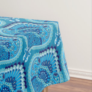 Blueish - Feathered Paisley Tablecloth