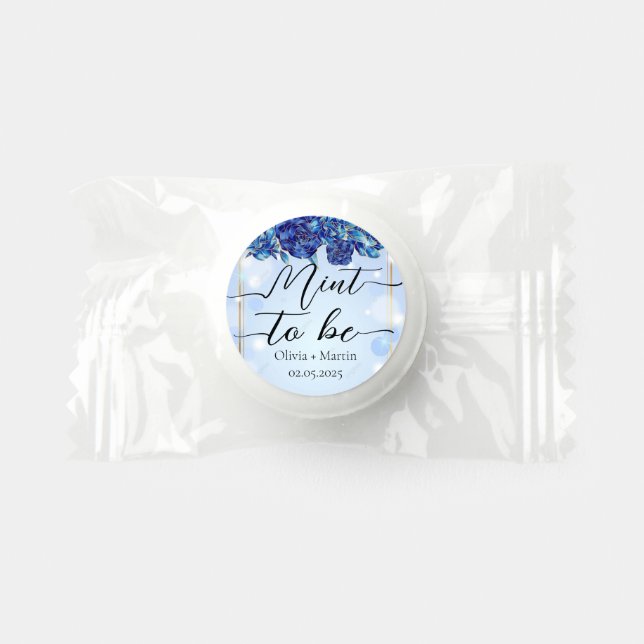 Blueish Floral Mint to be wedding Bridal Favors (Front)