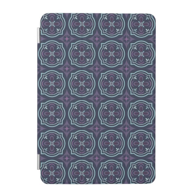 blueish floral tiling pattern iPad mini cover (Front)