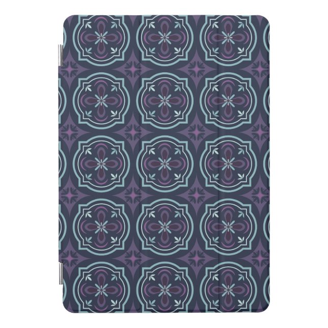 blueish floral tiling pattern iPad pro cover (Front)