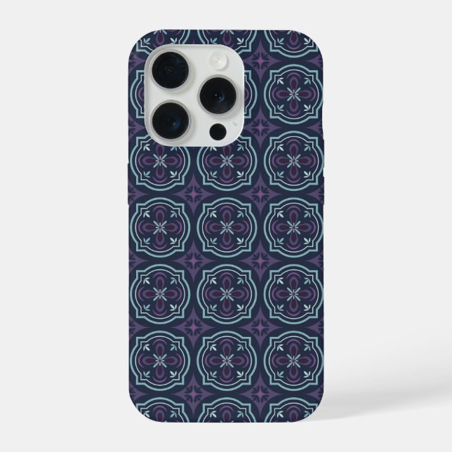 blueish floral tiling pattern iphone case (Back)