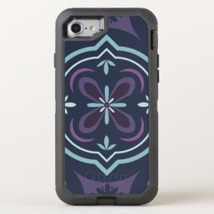 blueish floral tiling pattern OtterBox defender iPhone SE/8/7 case