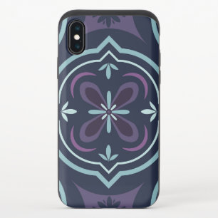 blueish floral tiling pattern iPhone x slider case