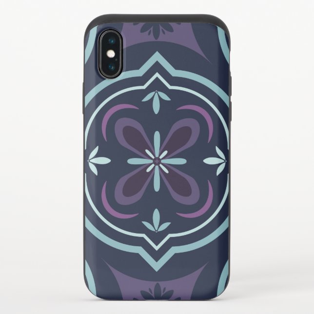 blueish floral tiling pattern uncommon iPhone case (Back)