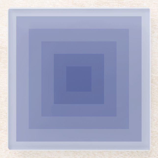 Blueish Purple Square Geometric Glass Coaster (Front)