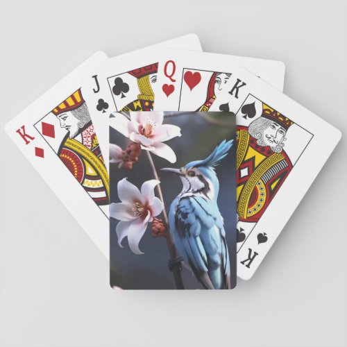 Bluejay and Flowers Playing Cards