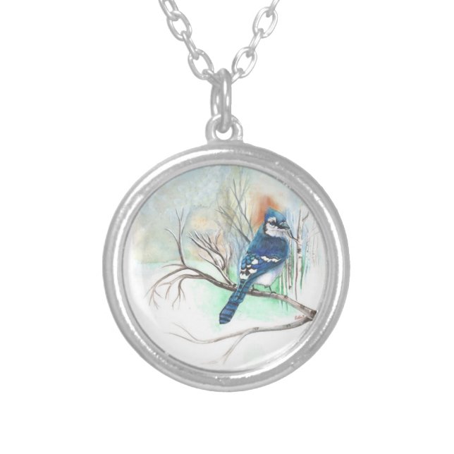 Bluejay Charm Necklace (Front)