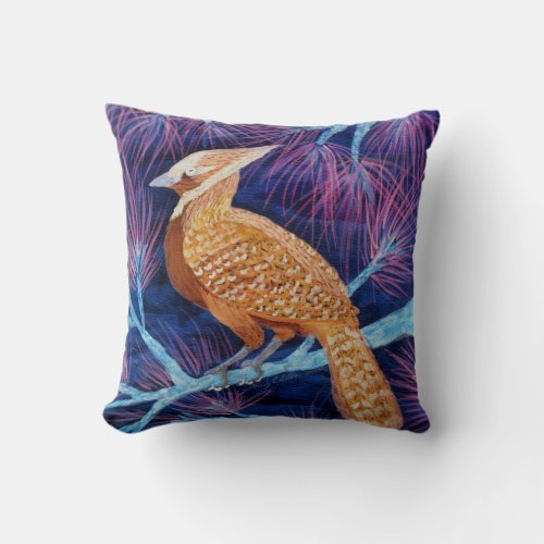 Bluejay turned Thrush by Wendy C Allen Throw Pillow