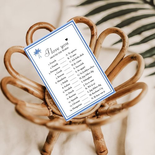 Bluelove you around the world bridal game Card