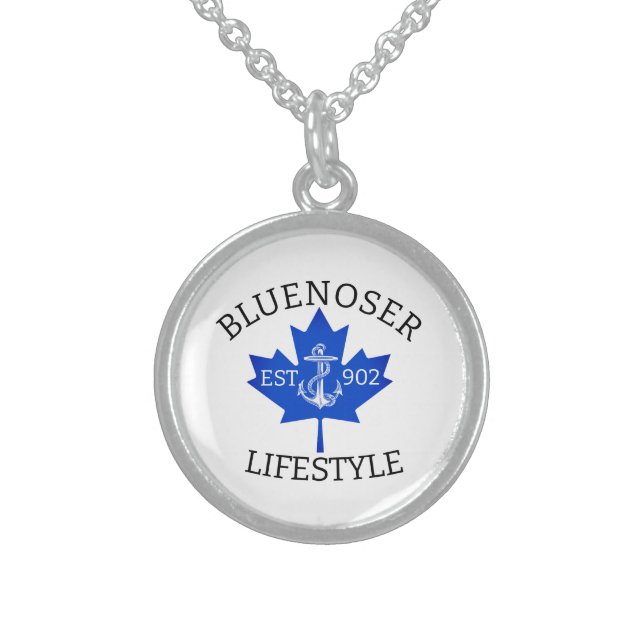 Bluenoser Lifestyle Maple leaf 902 Eh !  Sterling Silver Necklace (Front)