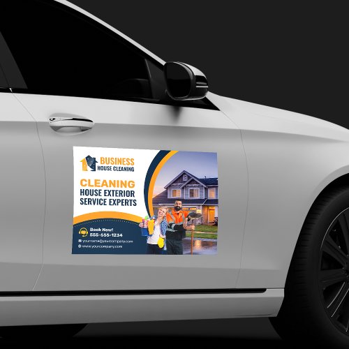 BlueOrange House Washing Exterior Cleaning Service Car Magnet