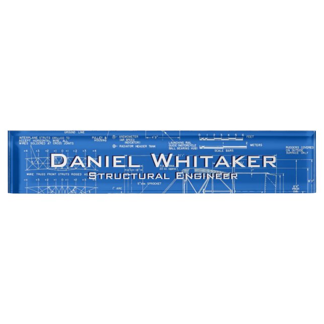 Blueprint Background Desk Name Plate (Front)