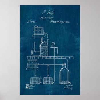Blueprint Beer Making Equipment Poster by OldArtReborn at Zazzle