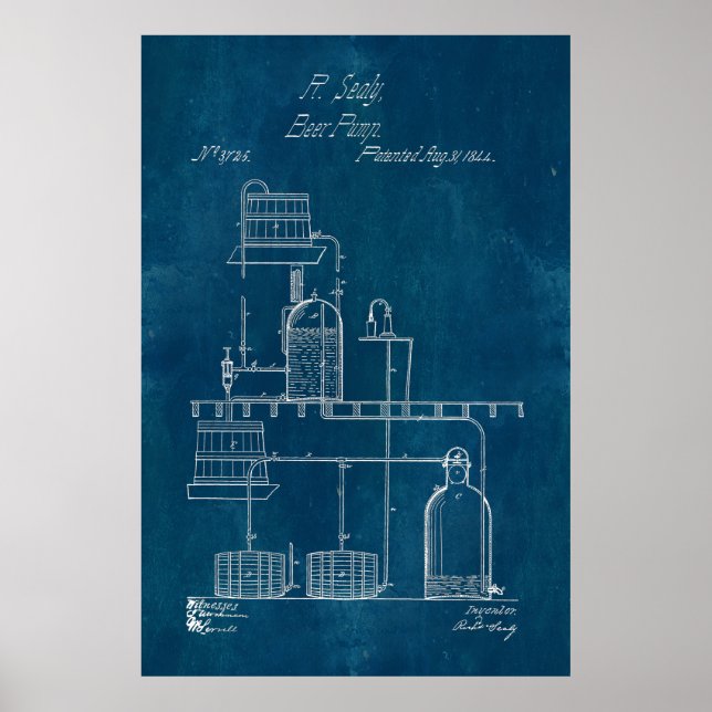 Blueprint Beer Making Equipment Poster (Front)