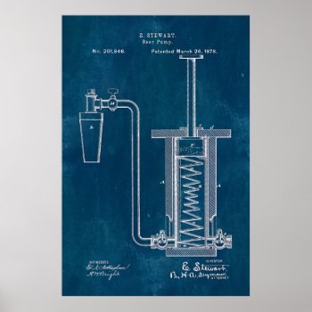 Blueprint Beer Pump Poster by OldArtReborn at Zazzle